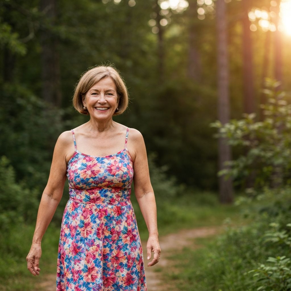 Kobieta podczas porannej aktywności w lesie